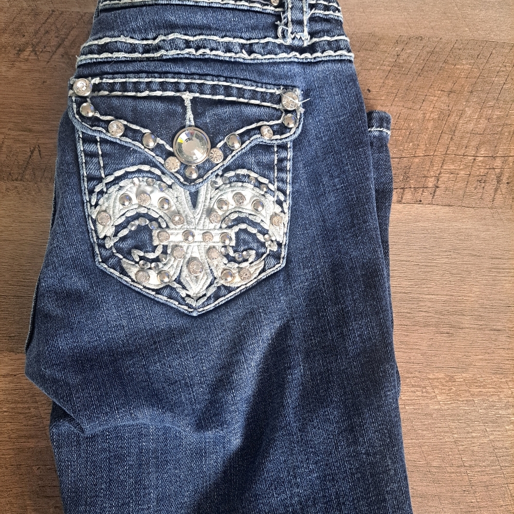 Wrangler Dark Blue Boot Cut Jeans with Embellishments